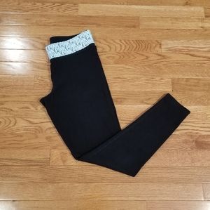 Pink black leggings blue lace waist M